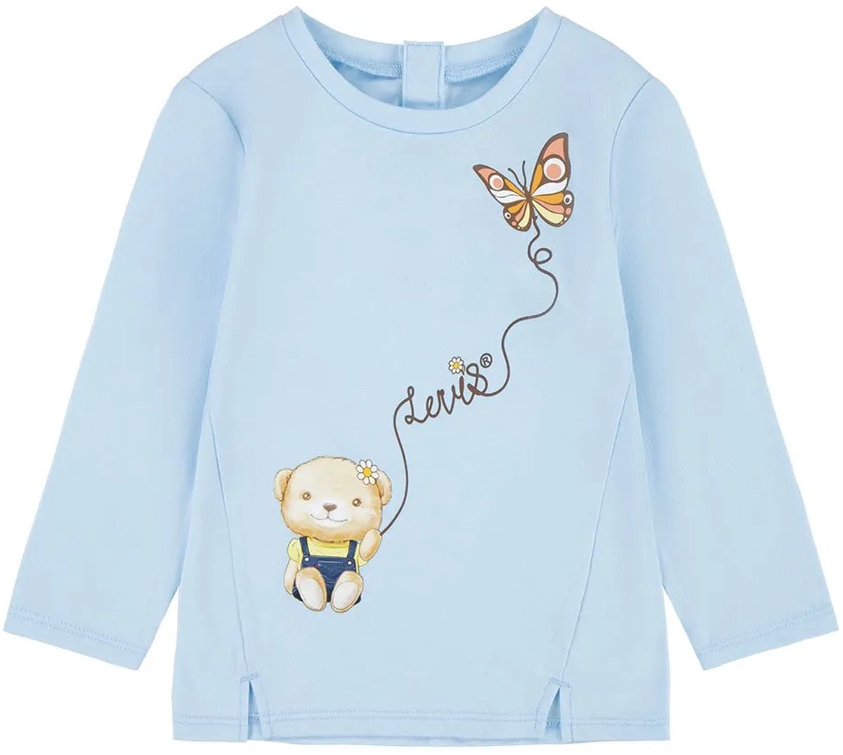 Levi´s ® Kids Bear Notched Front T-shirt Met Lange Mouwen 6 Months Meisje Blauw