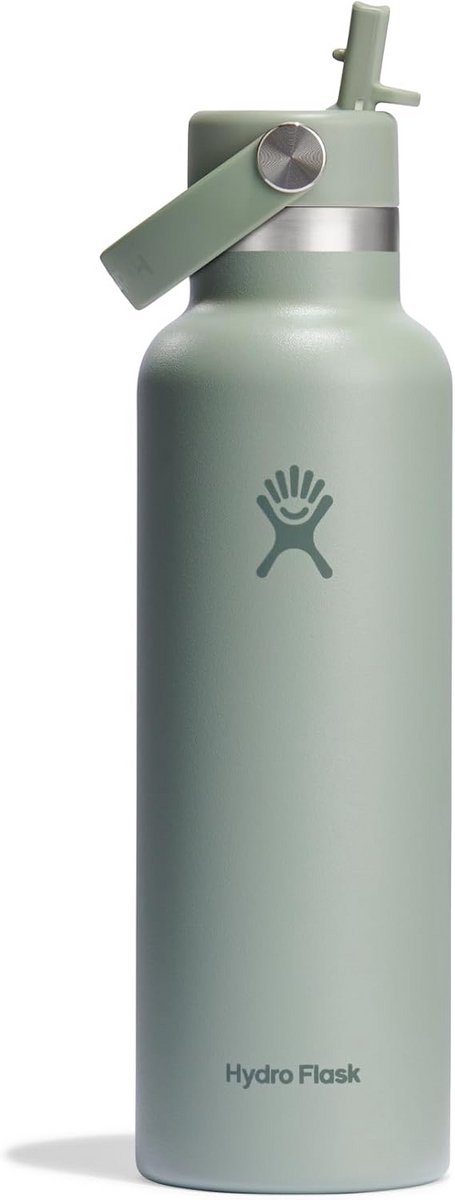 Vacuüm geïsoleerde roestvrijstalen waterfles met rietjesdop - 621ml
