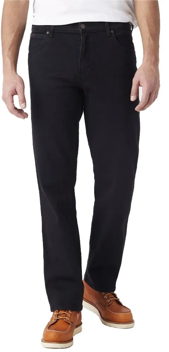 Wrangler Texas Str Heren Regular Fit Jeans W40 X L36 Zwart