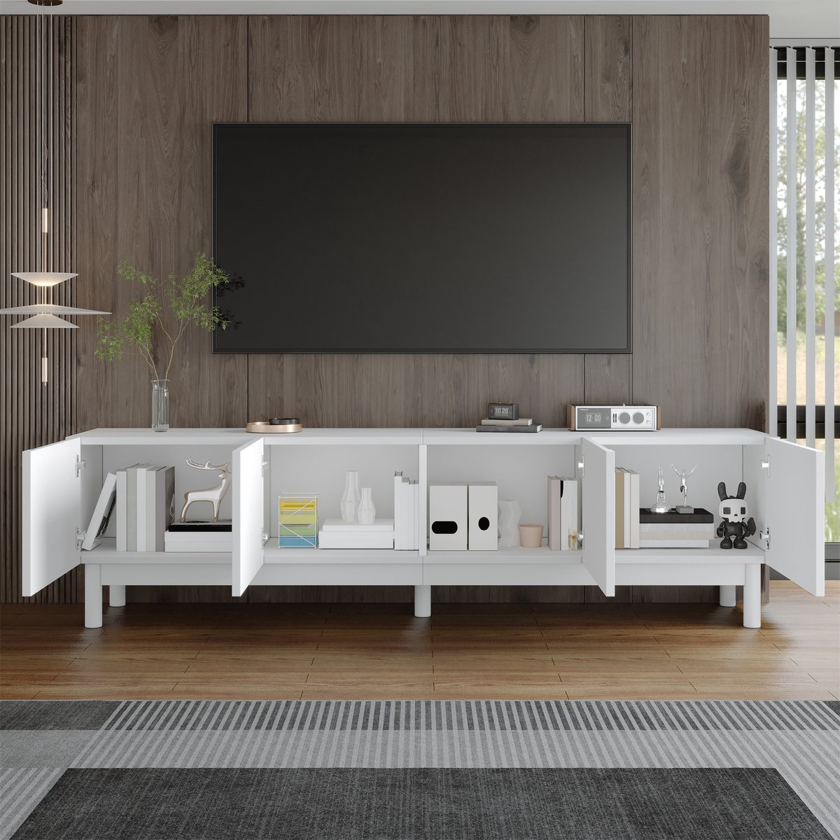 STILVORA TV-Meubel - Kast Met Golvende Deuren - 4 Deuren 2 Met Planken - MDF;Spaanplaat - 