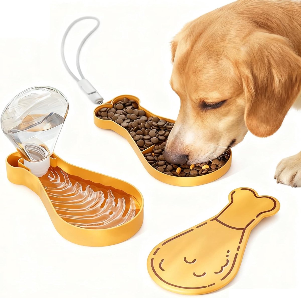Honden Drinkfles - Reis Draagbare Waterbak - Lekdicht & Etenscontainer 2-in-1 - Voor Wandelen en Kamperen - Puppy Accessoire met Snoepdispenser
