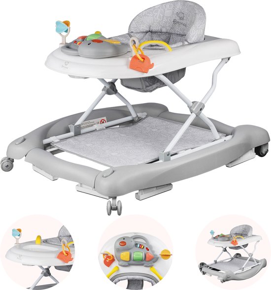 BRONEA® 5-in-1 Loopstoeltje voor baby's - Babywalker met schommelfunctie, muziek & licht - Afneembaar speelpaneel - Loopstoel in hoogte verstelbaar & inklapbaar van BRONEA — afbeelding 3
