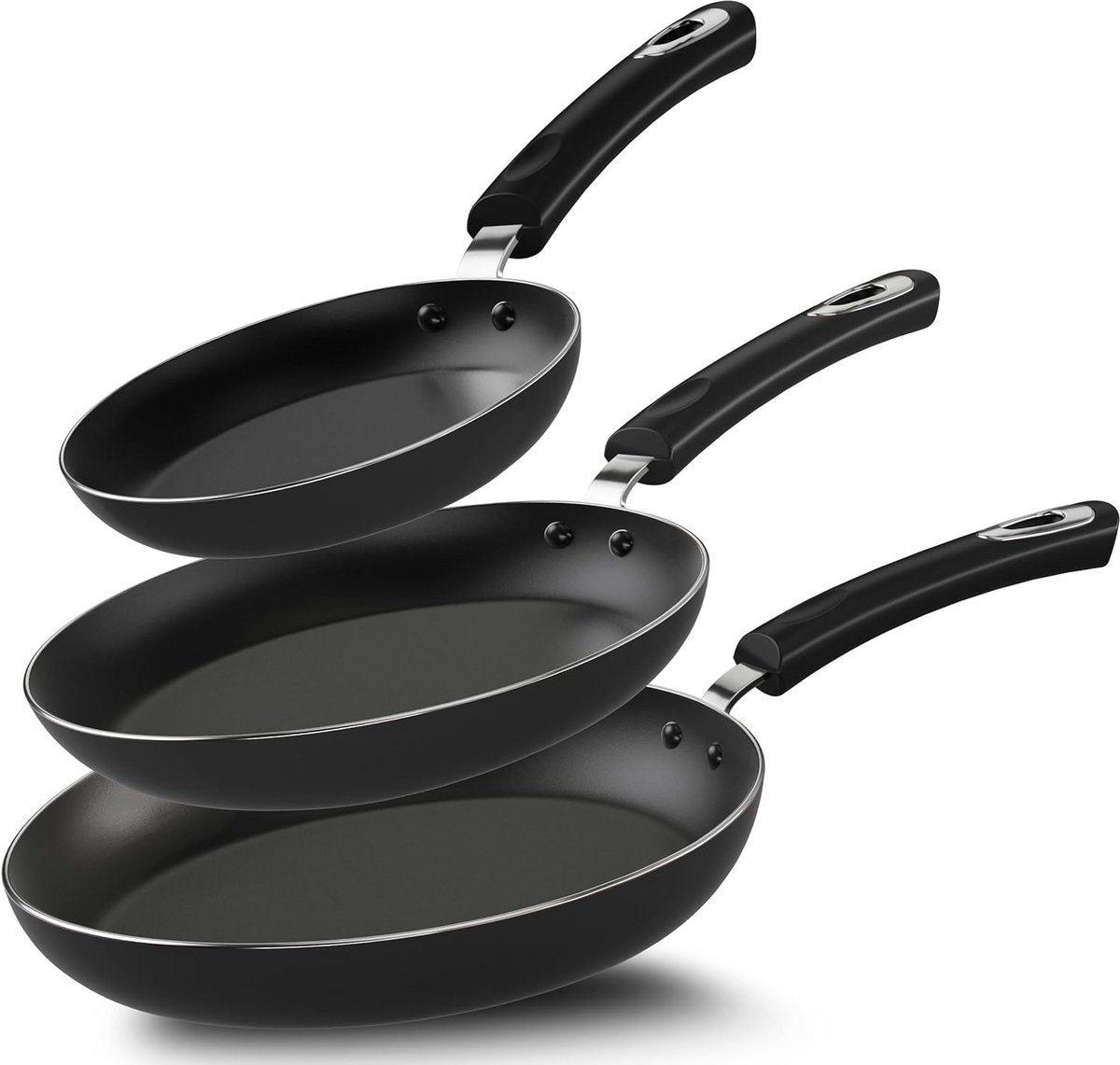 Anti-aanbak koekenpan set 3 delig - inductie bodem 8, 9,5 en 11 inch