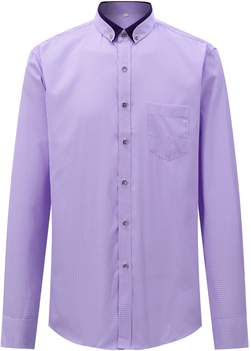 ALLTHEMEN - Heren Overhemd Ruitjes - Kreukvrij en Ademend - XL