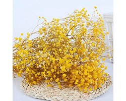 YIWOYI Natuurlijke droogbloemen Gypsophila vers gedroogde geconserveerde bloemen Gypsophila Paniculata bloemboeketten voor bruiloftsfeest huisdecoratie (geel, 40-55 cm, 80 gram)