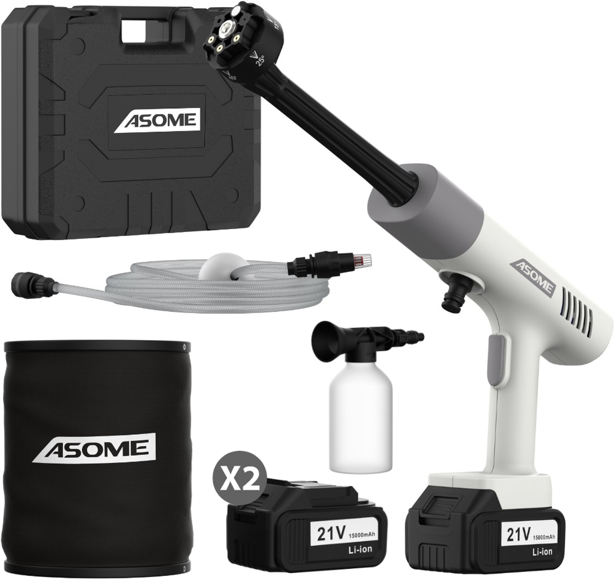 ASOME X021 Draadloze Hogedrukreiniger 30 bar 2x accu