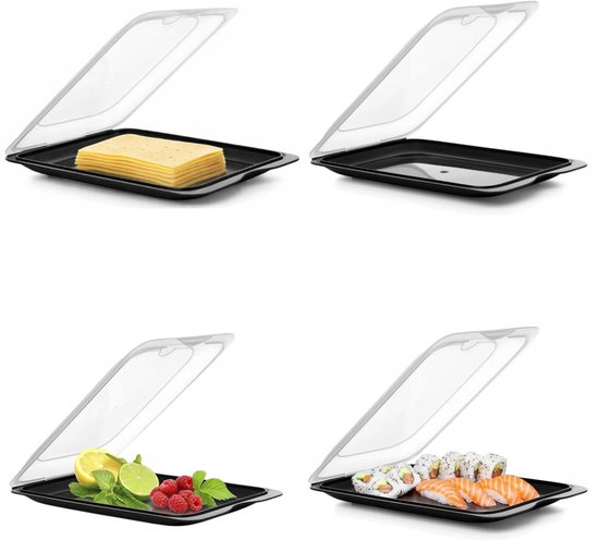 Hausfelder doos voor vleeswaren koelkast, kaasdoos en vleeswarendoos (3 x plat, 2 x hoog, 5 x deksel