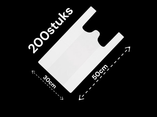 Sacs chemise / Sacs courses / Sacs de transport / 200 pièces / 28x14x48cm - 11mic / Wit / HDPE.