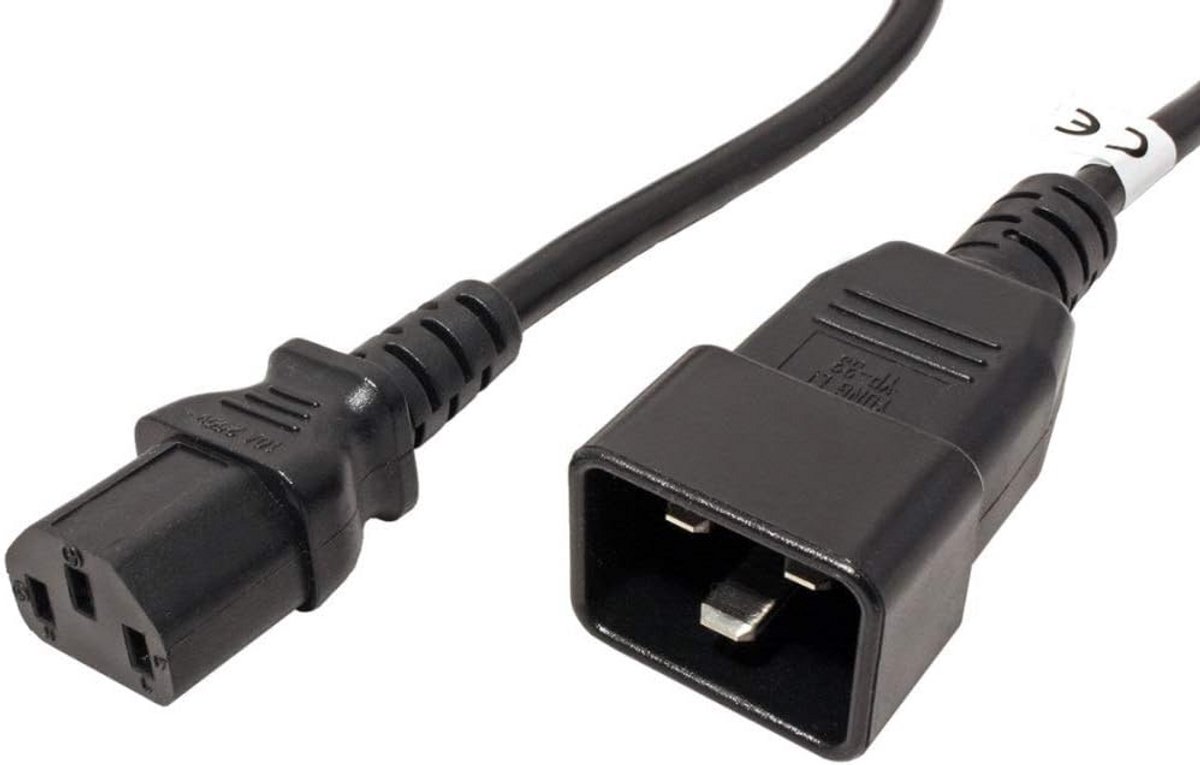 Voedingsadapterkabel IEC 320 | C13 naar C20 | 2m Stroomkabel voor 230V 10A | Zwart