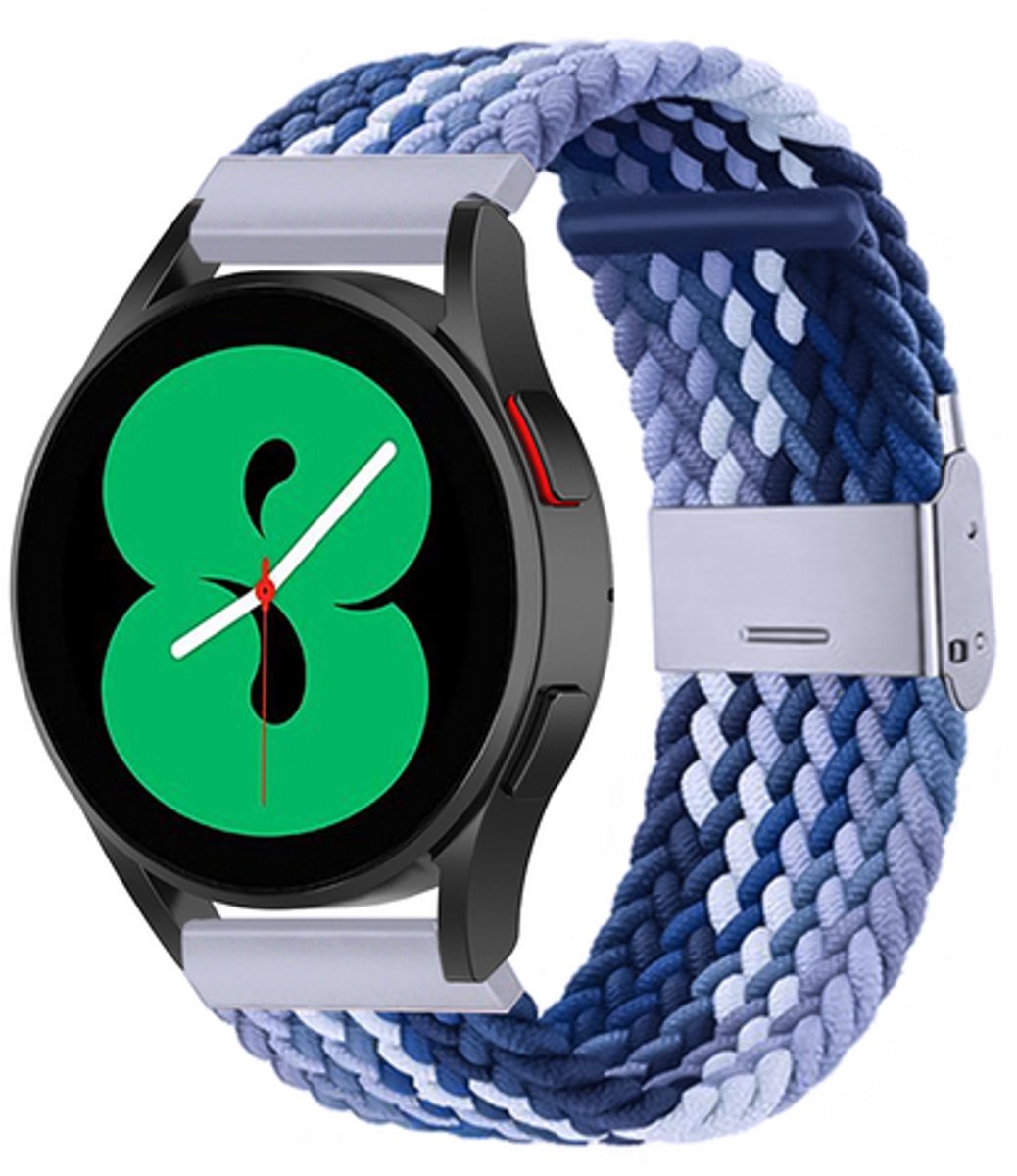 By Qubix - geschikt voor Huawei Watch 5 - 42mm - Braided nylon bandje - Blauw gemêleerd