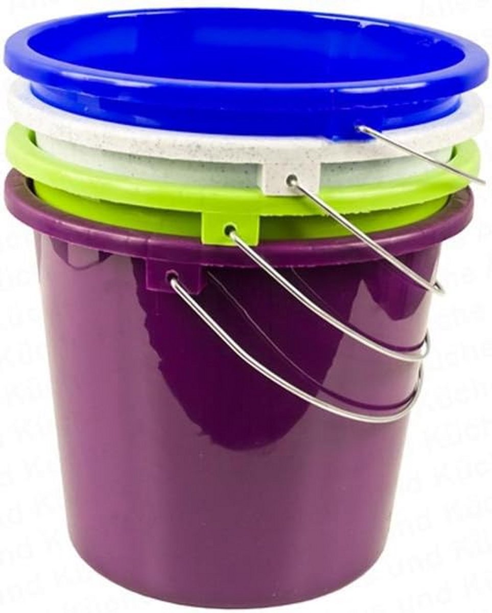 Huishoudemand met Metalen Beugel - 5 Liter - Diverse Kleuren - Polypropyleen