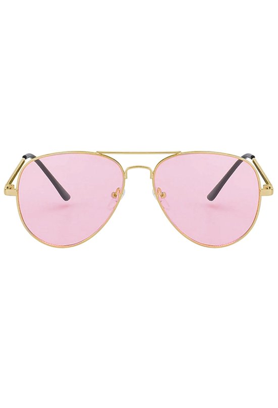 KIMU® Bril Avator Heren - Goud Montuur - Roze Glazen - Gouden Pilotenbril Seventies Vintage Zonnebril Retro Uv Festival van KIMU — afbeelding 3