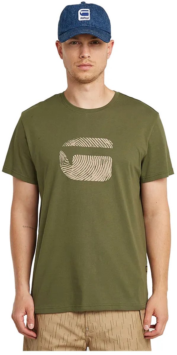 G-Star Finger print burger r t Heren T-shirts Olijf