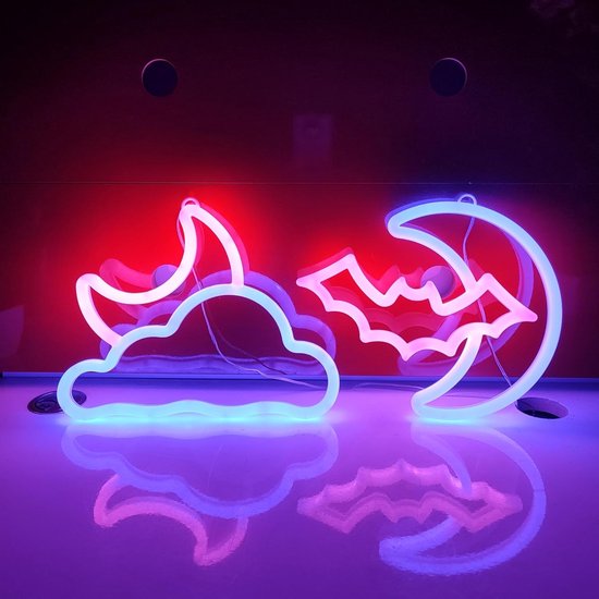 Daity 1 Pack - LED-neonlamp, decoratieve neonlamp, nachtlamp, neonlamp op batterijen/USB, wandlamp voor de slaapkamer, nachtlampje voor kinderen van Merkloos — afbeelding 5