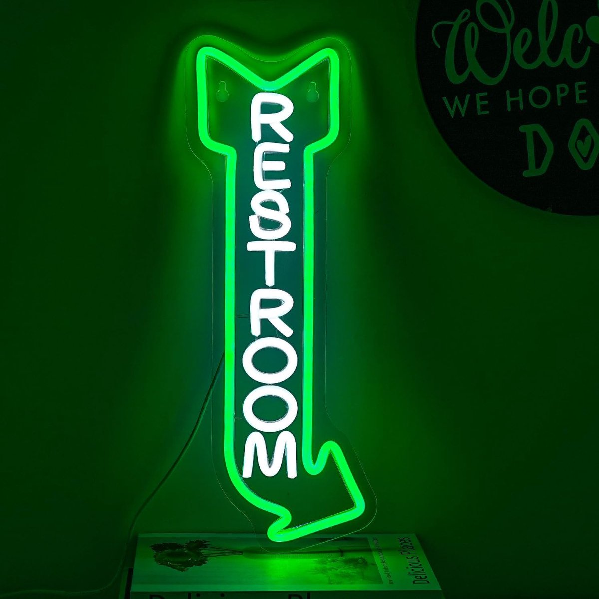 Daity 1 Pack - Badkamer neonlicht - wanddecoratie - toilet neon pijl LED neonbord - badkamer LED-bord - geschikt voor badkamers - hotels - bars (43*16cm)