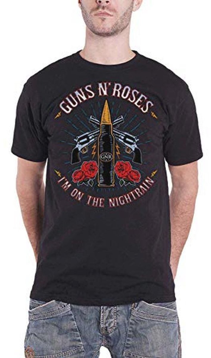 Guns N Roses T Shirt Night Train Band Logo - Officieel Mannen T-Shirt in Zwart