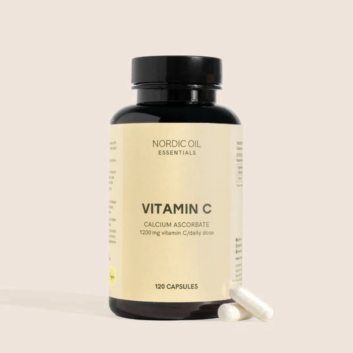 Nordic Oil© - Vitamine C Capsules - 120 Vegan Capsules - Niet-Zure Vitamine C voor Immuunsysteem & Stofwisseling - Glutenvrij, Lactosevrij, Suikervrij