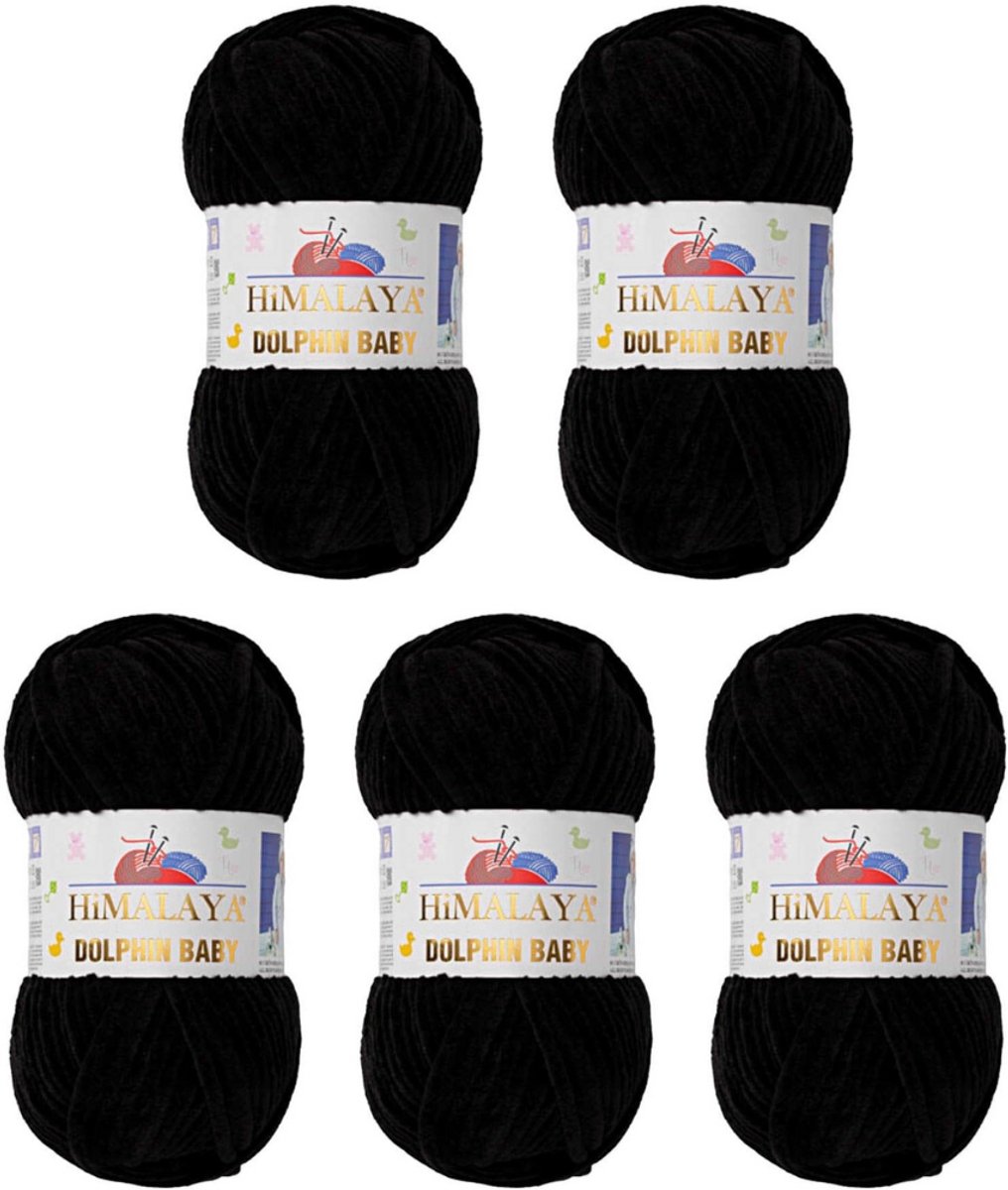 Himalaya Dolphin Baby -(5 stuks)-80311 Zwart - Dolfijn Breien Gehaakte Garen 100g - Super Zachte Omvangrijk Dikke Pluche Fluwelen Bella Chenille Wol Kind Deken Amigurumi