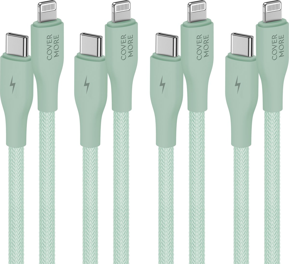 Usb C naar Lightning kabel - 1m - 4 stuks - Groen - Gevlochten - Sterk
