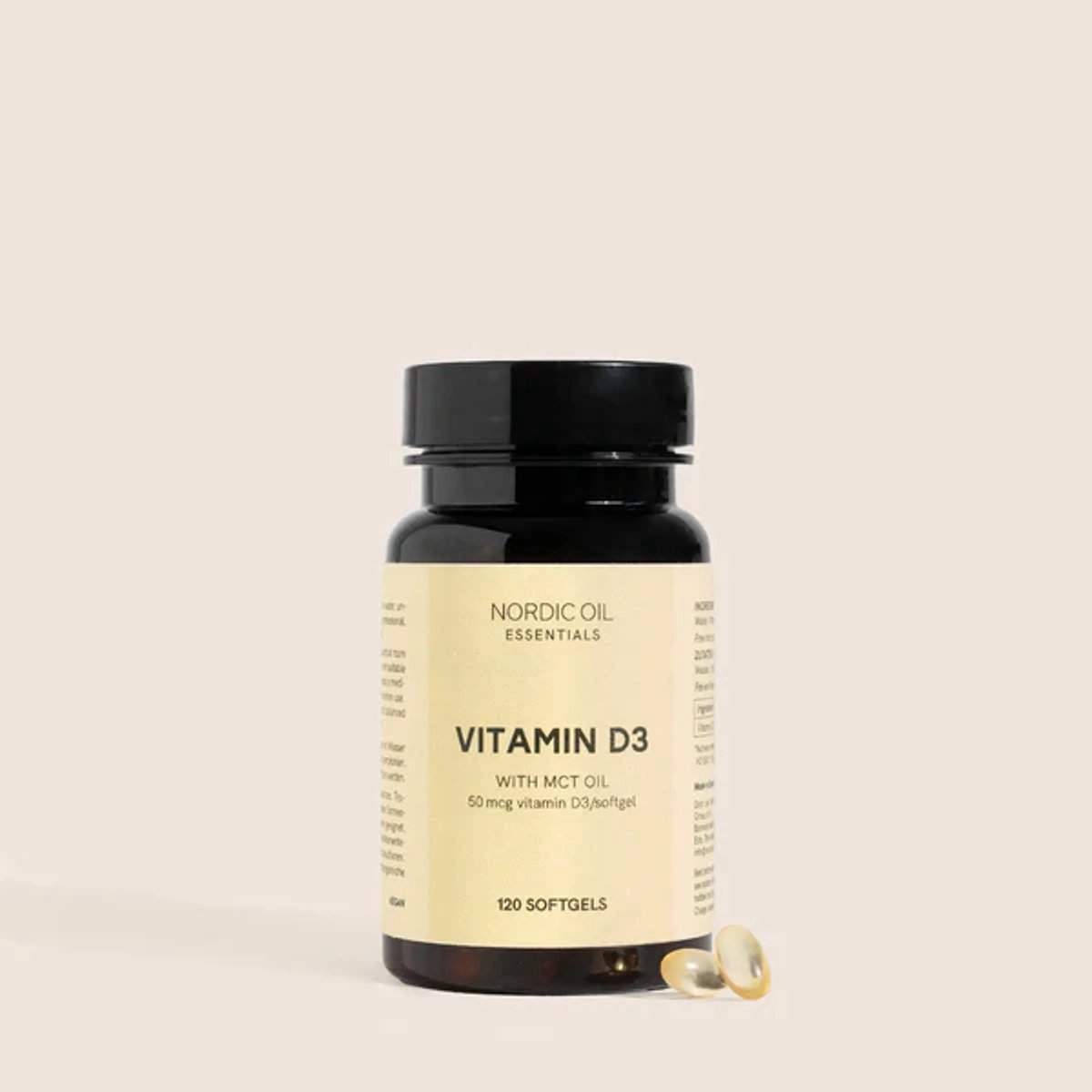 Nordic Oil© - Vitamine D3 Capsules 50mcg - 120 Capsules - Voor Botten, Spieren & Immuunsysteem - Hooggedoseerd, MCT-Olie, EU-Gemaakt