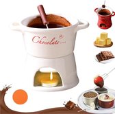 Chocoladefondue - fondue mok - fondue cup - mini fondue - persoonlijke fondue - keramiek - dessert - dippen - cadeau - verjaardag - romantisch diner - serveer mok - chocolade mok - wit
