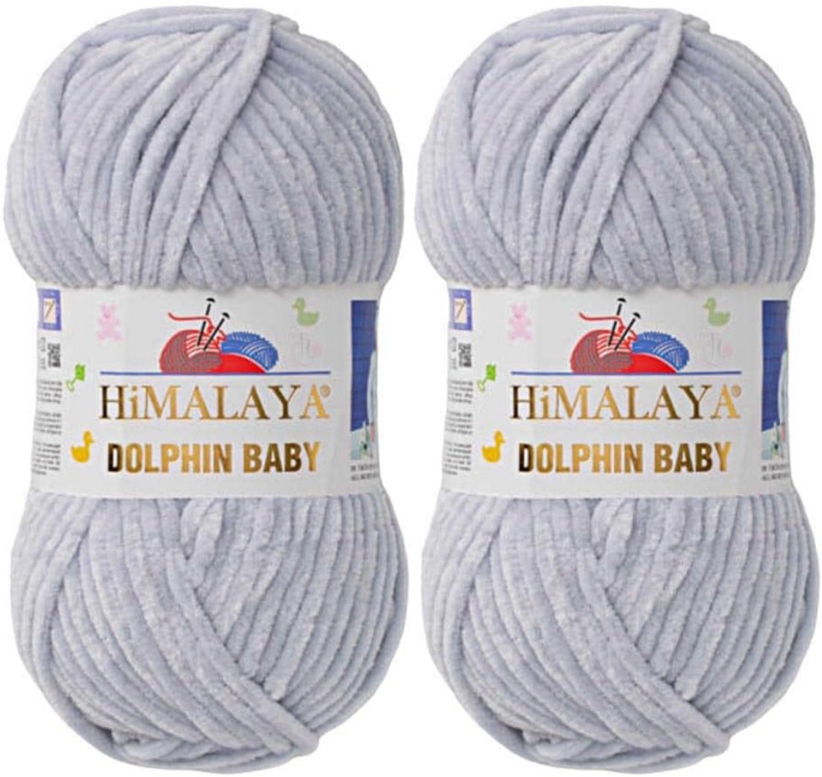 Himalaya Dolphin Baby -(2 stuks)-80325 Lichtgrijs - Dolfijn Breien Gehaakte Garen 100g - Super Zachte Omvangrijk Dikke Pluche Fluwelen Bella Chenille Wol Kind Deken Amigurumi