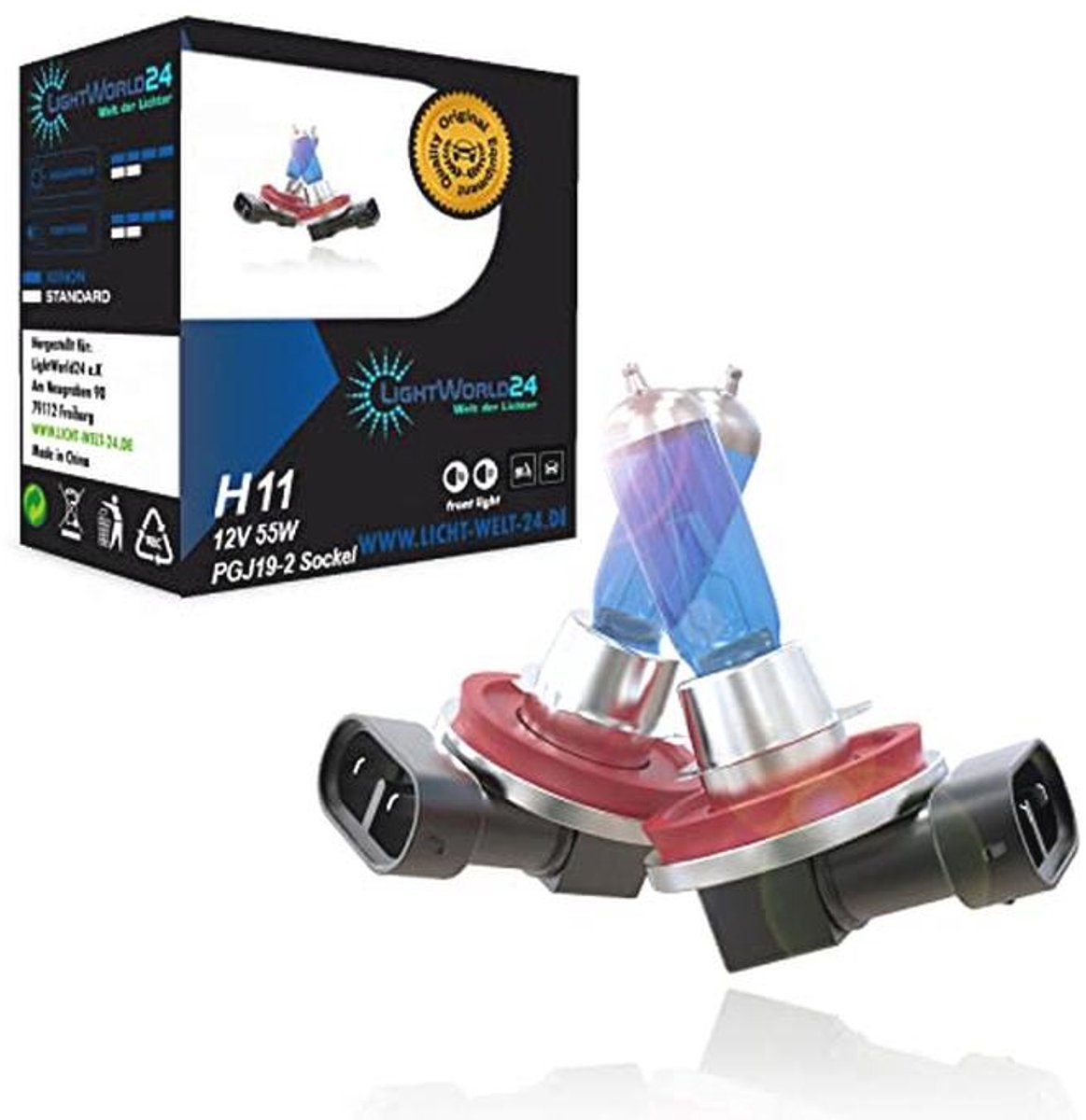 H11 Halogeenlamp 12V 55W | Xenon Look Auto Lampen voor Lage Straler, Mistlamp, Hoge Straler en Bochtenverlichting | E-keurmerk