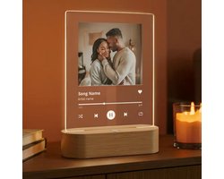 Gepersonaliseerde lamp - Spotify design - 13,5 x 20,5 cm - Met eigen Foto en Tekst - Nachtlamp