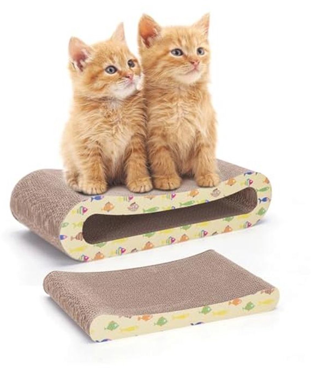 2-in-1 Krabplank voor Katten met Kattenkruid - Recyclebaar Kwaliteitskarton
