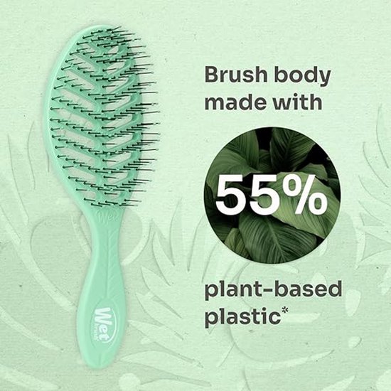 WetBrush Go Green Speed Dry – Green - Sneldrogende Groene Haarborstel – Met Duurzame, Ecovriendelijke Materialen – Vermindert Haarbreuk & Frizz – Geschikt Voor Nat & Droog Haar – Ultra Zachte IntelliFlex® Haren – Voor Elk Haartype – Vegan & Duurzaam