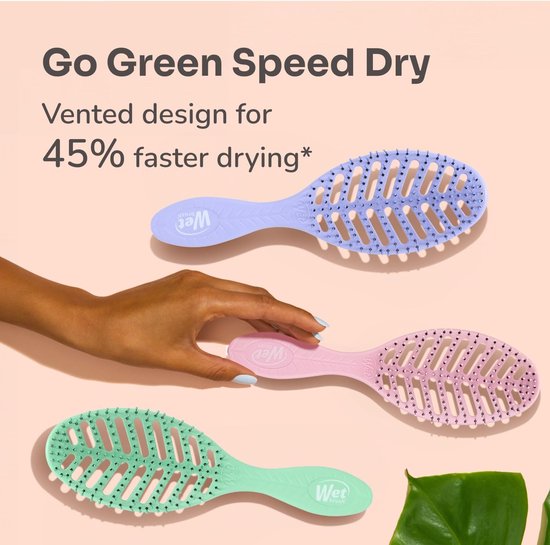 WetBrush Go Green Speed Dry – Green - Sneldrogende Groene Haarborstel – Met Duurzame, Ecovriendelijke Materialen – Vermindert Haarbreuk & Frizz – Geschikt Voor Nat & Droog Haar – Ultra Zachte IntelliFlex® Haren – Voor Elk Haartype – Vegan & Duurzaam