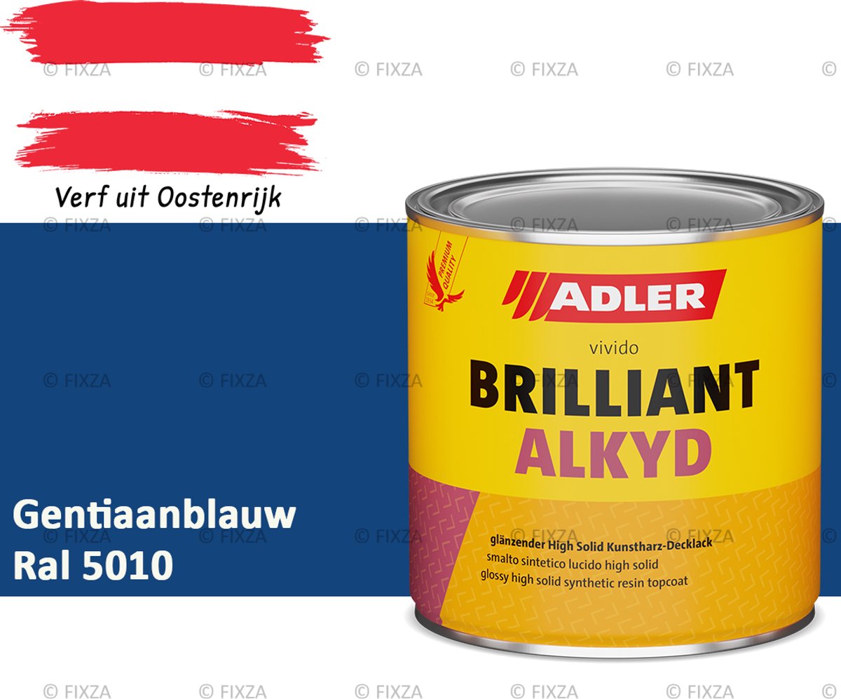 ADLER Brilliantalkyd Kunstharzlack Hoogglans – Gentiaanblauw – Weerbestendige Lak voor Hout & Metaal Binnen en Buiten – Krasvast, Aromatenvrij, Sneldrogend – 375 ml