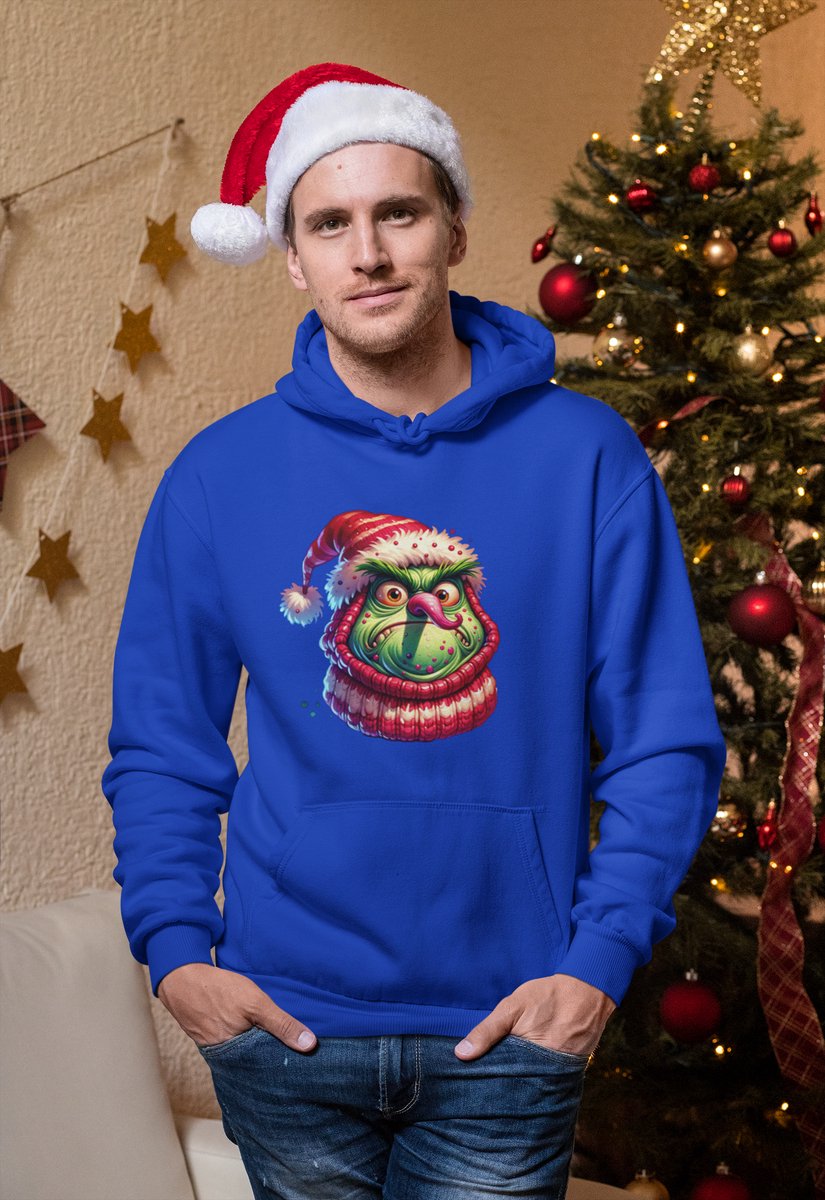 Grumpy Santa - Kersttrui - Kerst Trui Blauw - Grappig Kersttrui - Maat XXL - Limited Edition