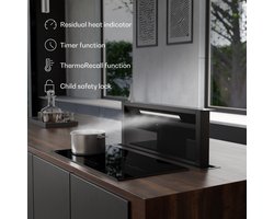 Klarstein Inductiekookplaat Velaire 80 cm inbouw, 3 zones, 5500 W boost, touchbediening, timer, kinderslot, warmte-indicator, glazen oppervlak, strak design - voor Keuken - Restwarmte-Indicator - Induction Hob - Inductie Kookveld