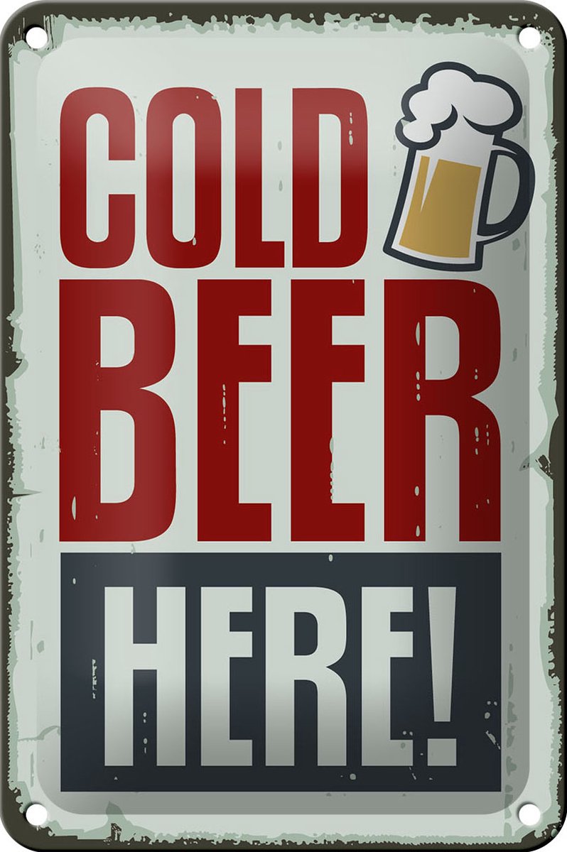 Blechschild 12x18cm Cold beer here Bier
