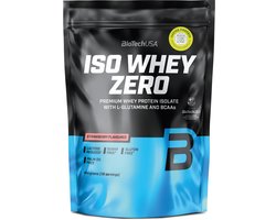 BioTech USA BioTech USA BioTechUSA Iso Whey Zero Premium wei-eiwitisolaat Grasgevoerd Enzymvrij Suiker- en glutenvrij, 454 g, Aardbei