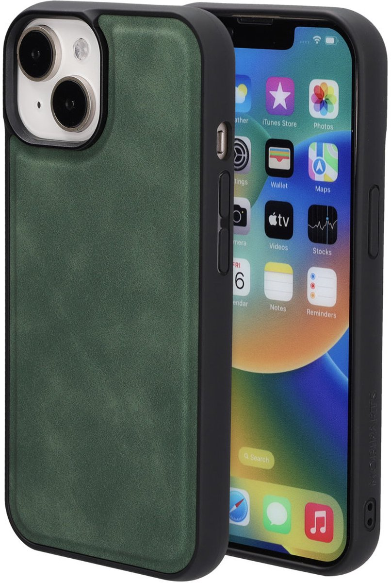 Mobiparts Hoesje geschikt voor Apple iPhone 15 MagSafe Telefoonhoesje TPU,Kunstleer | Mobiparts Classic Backcover | Geschikt voor MagSafe | Geschikt voor Draadloos Opladen met Magnetische Ring | Geschikt voor MagSafe Case - Emerald Green | Groen
