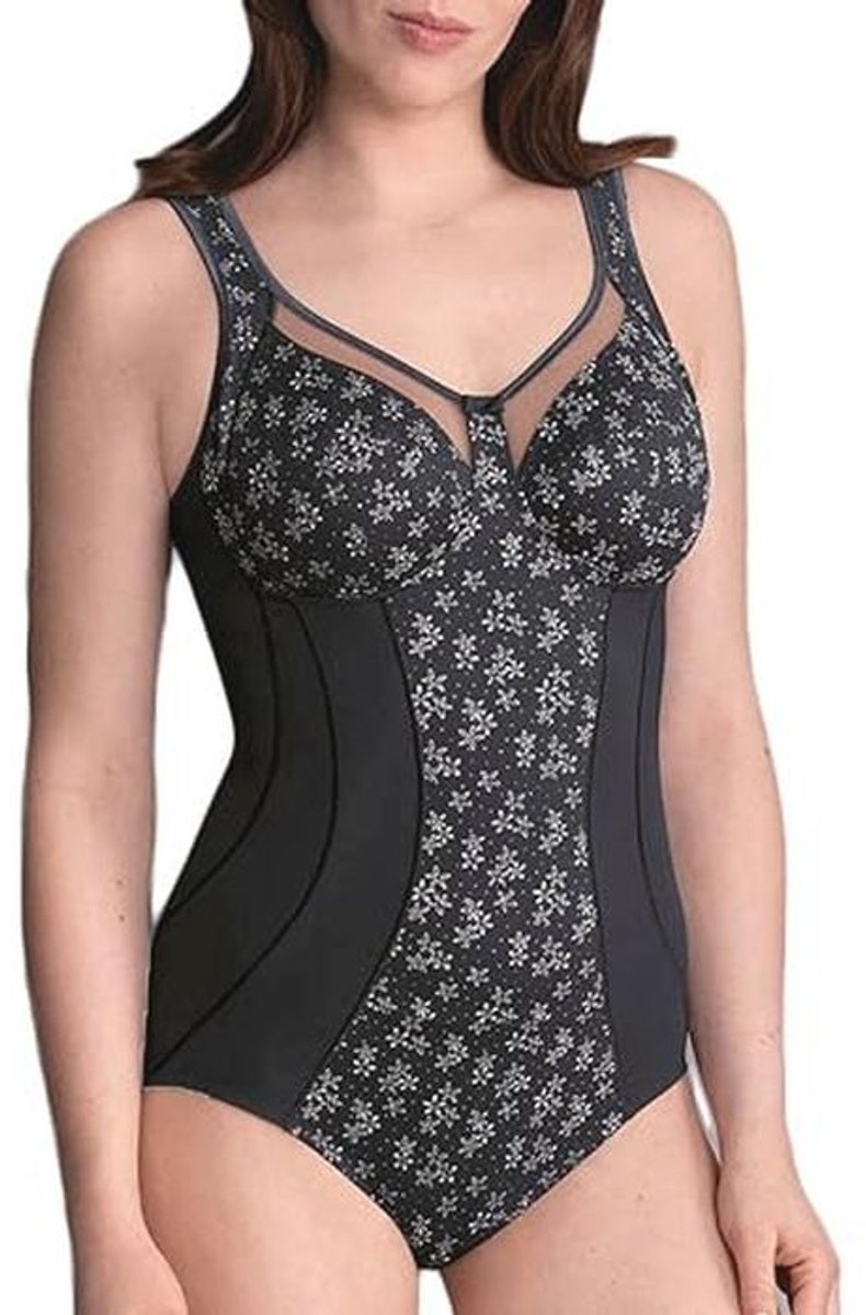 Dames body met grafische bloemenprint
