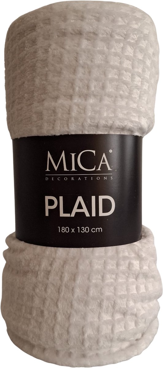 Mica Decorations Mica Joanne Fleece Plaid 180x130 cm – Zachte Woondeken – Gebroken Wit