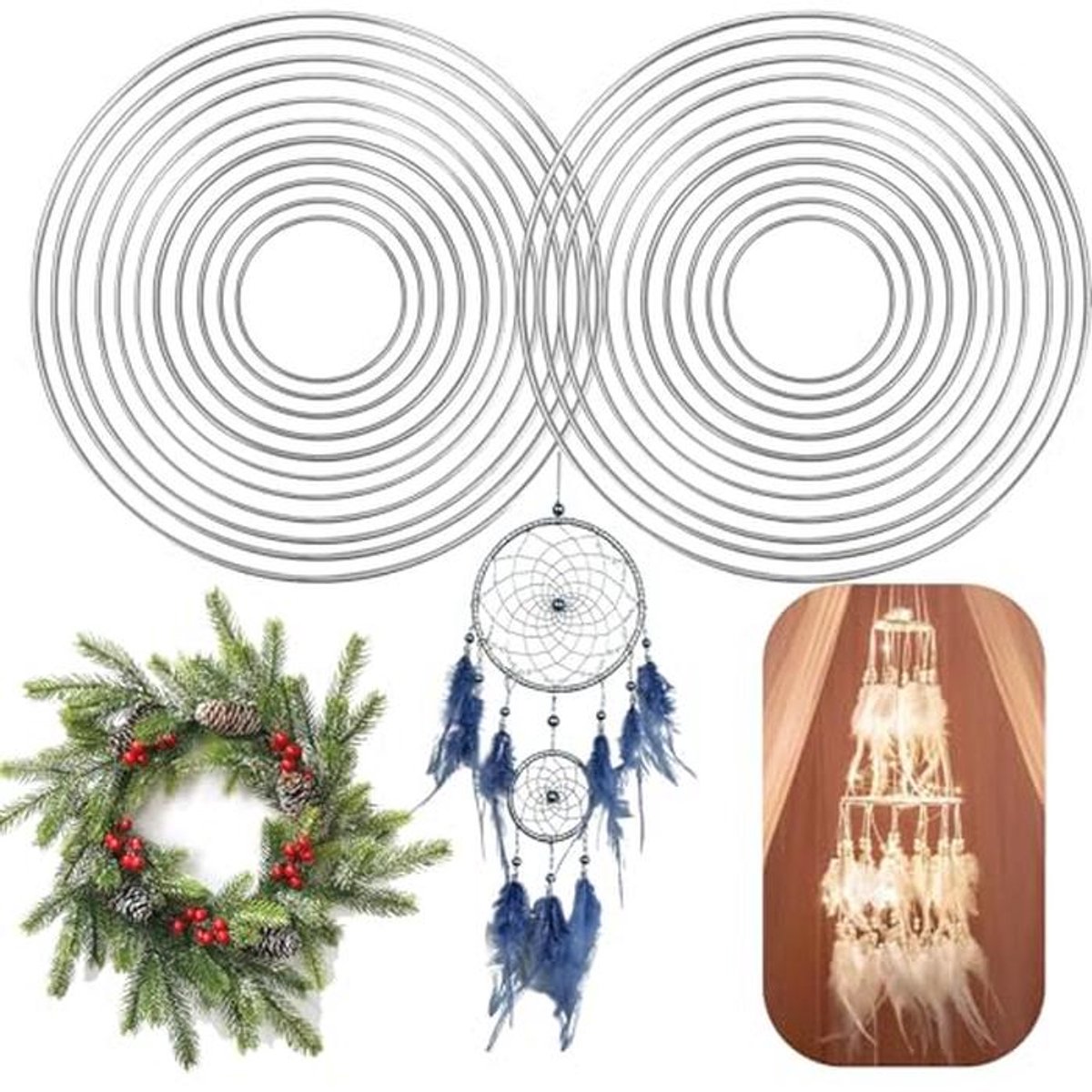 22 Stuks Dromenvanger Ronde Hoepels voor DIY en Wanddecoratie