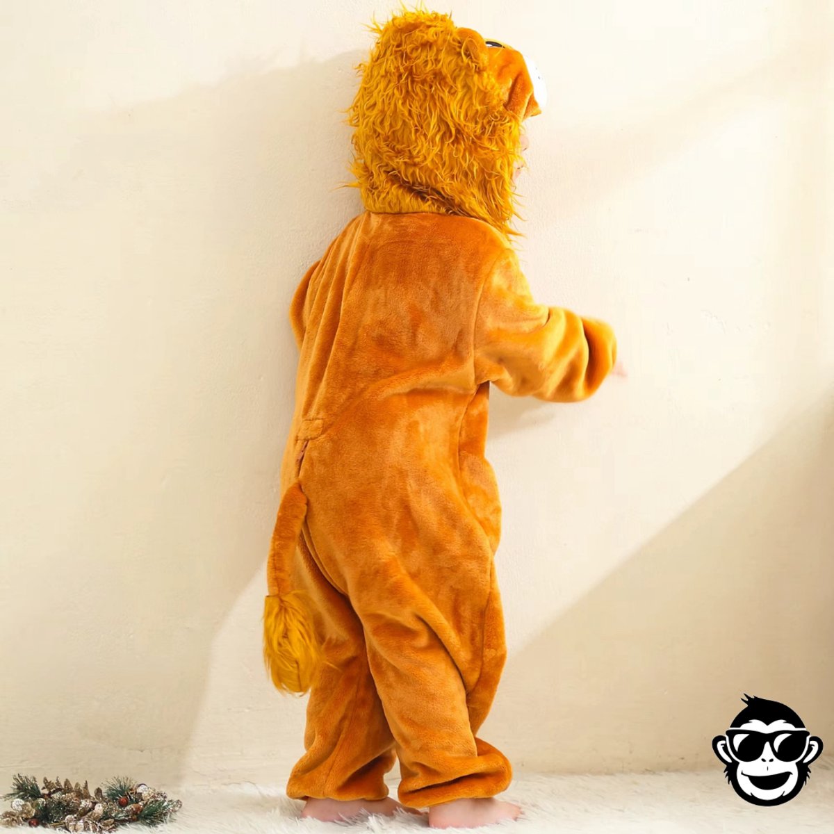 BoefieBoef Wilde Leeuw Dieren Baby Onesie Peuter Pyjama Kinderen 6 maanden - 2 jaar – Verkleedkleding met Luierrits – Carnaval Dierenpak - Kerst en Kraamcadeau Tip – Flanel - Romper - Boxpak - Jongen - Meisje - Kruippak - Winterpak — afbeelding 5