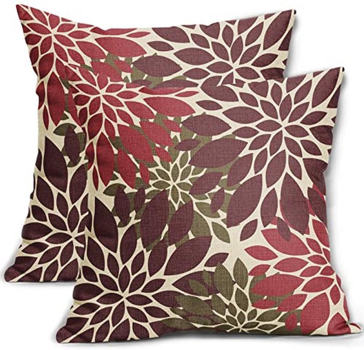 Set van 2 Geometrische Kussenslopen 45 x 45 cm - Roodbruin Dahlia Print voor Buiten
