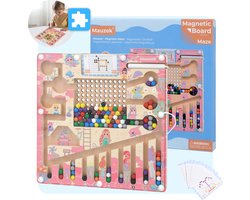 Mauzek® Magnetisch Doolhof Fantasie – Montessori speelgoed – Houten speelgoed – Magneet spel – Sensorisch speelgoed – Activiteitenbord – Magnetisch – Peuter speelgoed – Auto – Onderweg – Educatief – Meisjes – 3 jaar – 4 jaar – 5 jaar – 6 jaar