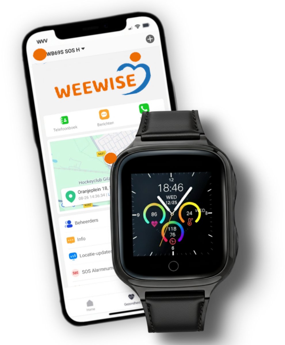 Weewise WS9 - GPS Horloge Senior - Smartwatch voor Ouderen - Persoonlijke alarmen - alarm horloge ouderen - GPS Horloge Alzheimer - Valdetectie