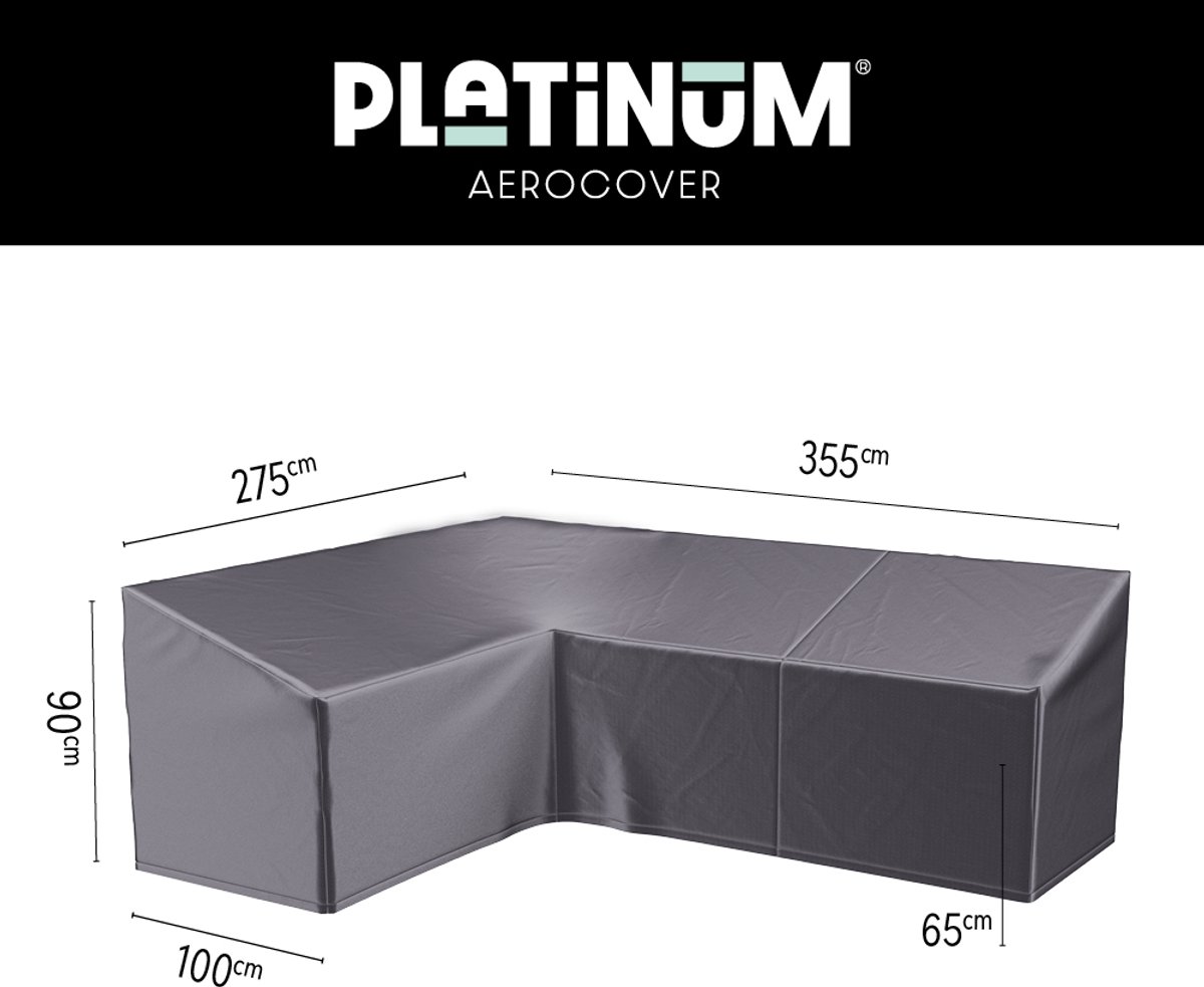 Platinum AeroCover - Loungebankhoes L-vorm - 355x275x100xH65/90cm Links - Ademend - Waterproof - Hoge kleurechtheid Antraciet