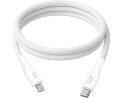 Oplaadsnoer geschikt voor iPhone en iPad met Lightning naar usb C - Snellader kabel - Voor oa 14 13 12 11 x xs xr 8 7 se pro max plus mini - 2m - Lang - Power delivery - Wit