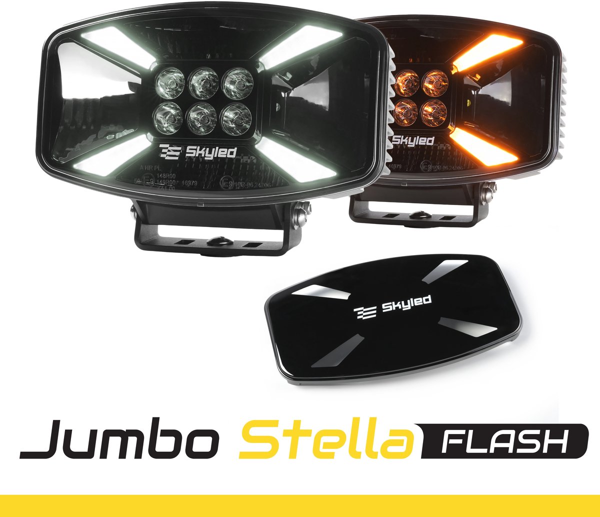SKYLED Jumbo Stella Flash met positielicht wit/amber ingebouwde led flitser (5 flits patronen) 11.000 Lumen 140 watt IP69K