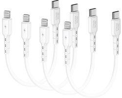 Korte usb C kabeltjes geschikt voor iPhone en iPad 14 13 12 11 x 8 7 se pro max plus air - 30cm - 4 stuks - Voordeelpak - Wit