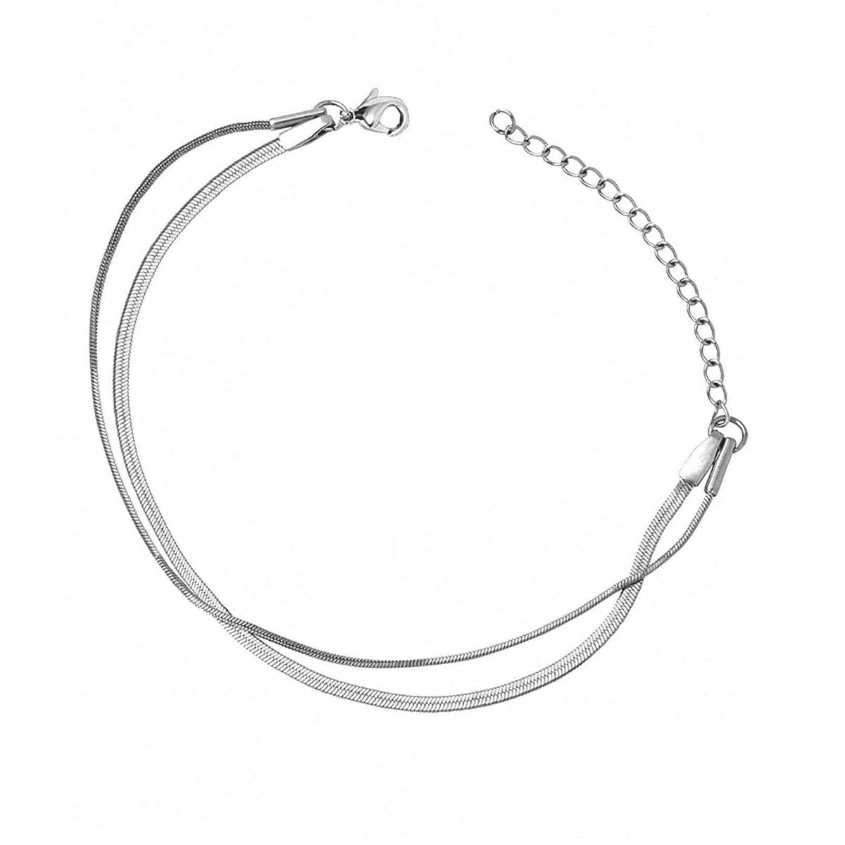 Planet Pink - Armband dubbel snake zilver - Stainless Steel - Roestvrij Staal rvs - Waterproof