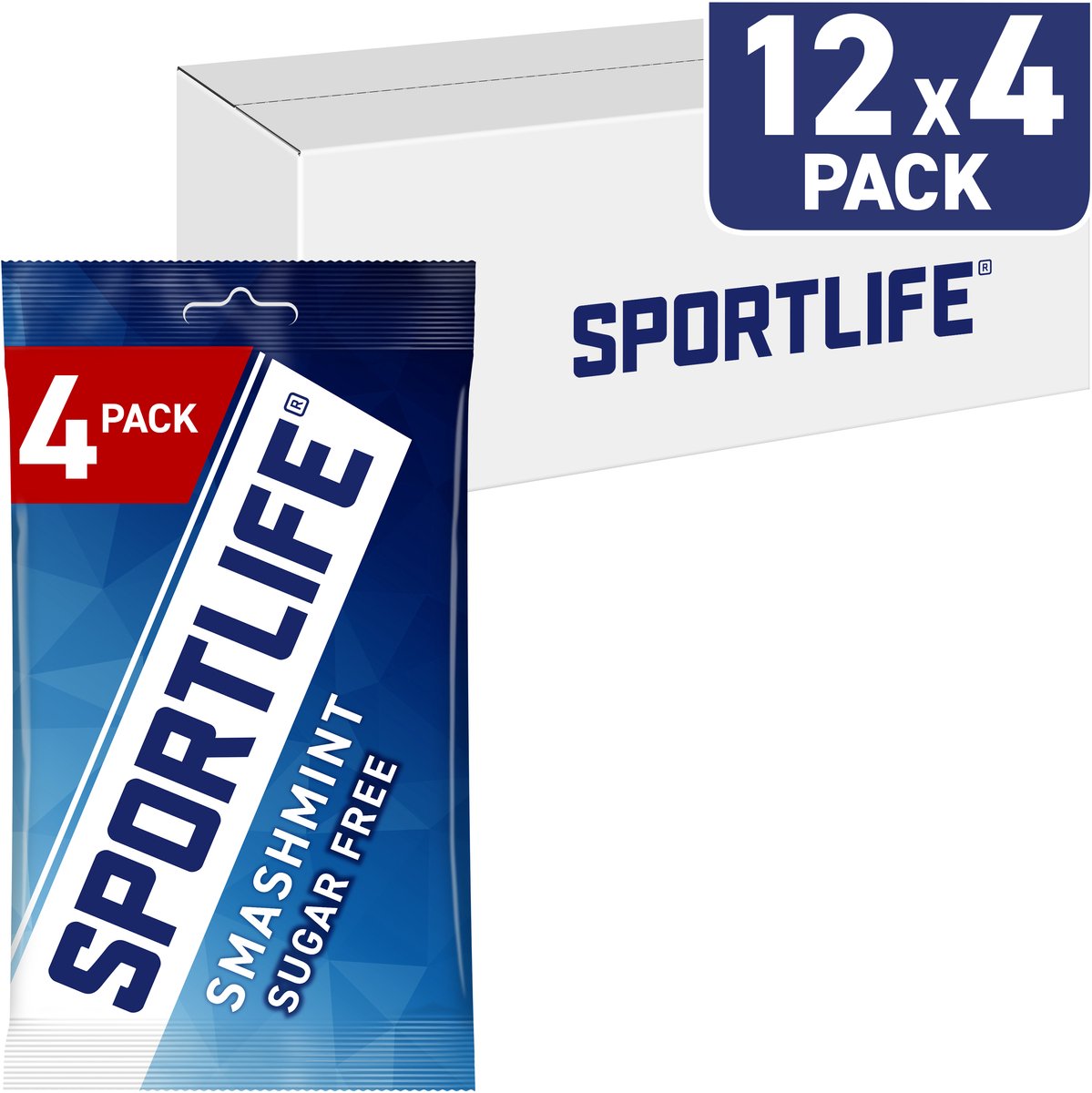 Sportlife smashmint 4-pack - frisse suikervrije kauwgom - 12x(4x18g)